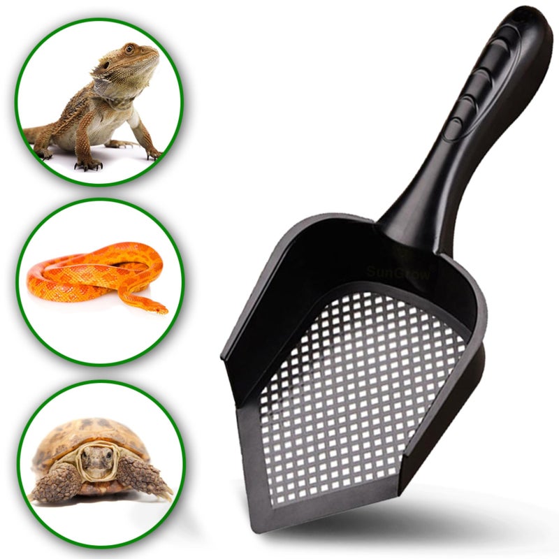 SunGrow Reptile Litter Scoop, Pointed Edge, for Cat & Chicken Coop, Right-Angled Wide and Deep Shovel, Black, 1 Pc per Pack - Image 2